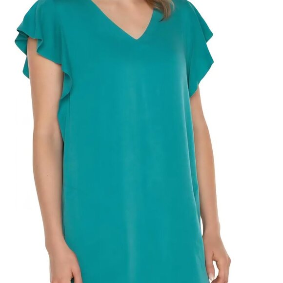 Liverpool Los Angeles Boho Chic Holiday Party green Shift Christmas Midi dress S - Picture 2 of 5